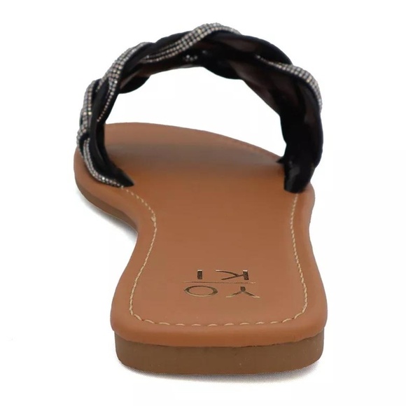 YoKi Alabama Braided Rhinestone Flat Sandals, Size 7, Color Black. NIB - Picture 3 of 5